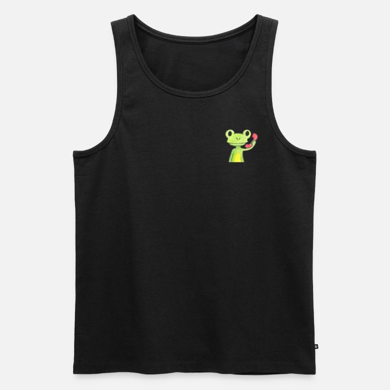 Frosch am Telefon - Männer Premium Bio Tank Top - Schwarz