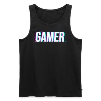 Gamer gambler glitch - Men's Premium Organic Tank Top - black - Front - AI Model Male 178 light (178cm)
