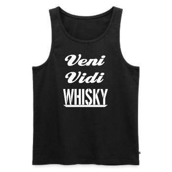 Veni Vidi whisky- je suis venu, j'ai vu du whisky - Débardeur bio Premium Homme - noir - Devant - Michal (187cm)