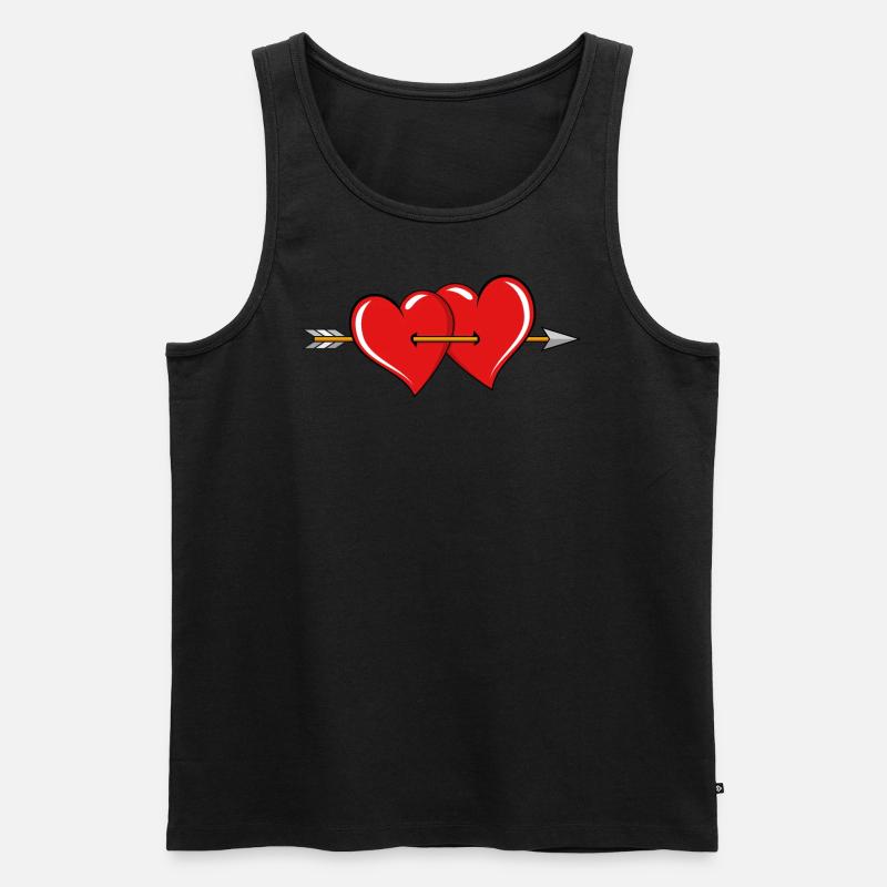 Zwei Herzen mit Pfeil - Männer Premium Bio Tank Top - Schwarz