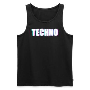 TECHNO - Männer Premium Bio Tank Top - Schwarz - Vorne - AI Model Male 178 light (178cm)