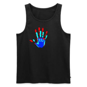 Les mains colorées dessous - Débardeur bio Premium Homme - noir - Devant - AI Model Male 178 light (178cm)
