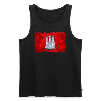 Hamburg Fahne / Flagge vintage use look - Männer Premium Bio Tank Top - Schwarz - Vorne - AI Model Male 178 light (178cm)