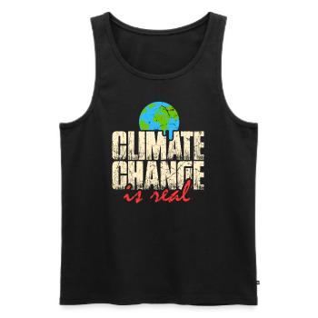 Climate change is real - Men's Premium Organic Tank Top - black - Front - AI Model Male 178 light (178cm)