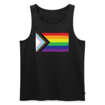 LGBTQ Rainbow Pride Flag Love is love - Men's Premium Organic Tank Top - black - Front - AI Model Male 178 light (178cm)