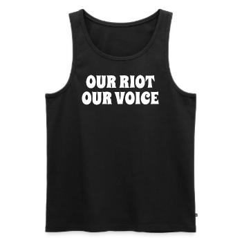 Our Riot Our Voice - Gleichberechtigung Frauentag - Männer Premium Bio Tank Top - Schwarz - Vorne - AI Model Male 178 light (178cm)