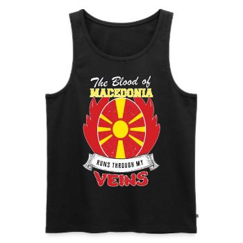 Mazedonien Blut fliesst durch meine Venen - Männer Premium Bio Tank Top - Schwarz - Vorne - Michal (187cm)