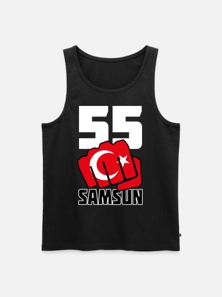 Samsun 55 Memleket Turkey flag fist - Men's Premium Organic Tank Top - black
