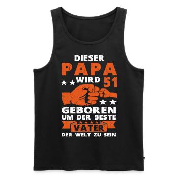 Papa 51 Geburtstag Vater 51 Jahre Spruch - Männer Premium Bio Tank Top - Schwarz - Vorne - Michal (187cm)