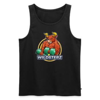 Wildsterz - Bulle - Männer Premium Bio Tank Top - Schwarz - Vorne - AI Model Male 178 light (178cm)