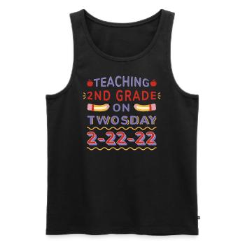 Teaching 2nd grade on twosday Teaching 2nd grade o - Männer Premium Bio Tank Top - Schwarz - Vorne - Michal (187cm)