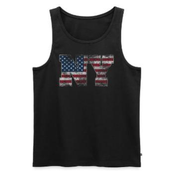 NY Vintage used look - Männer Premium Bio Tank Top - Schwarz - Vorne - Michal (187cm)