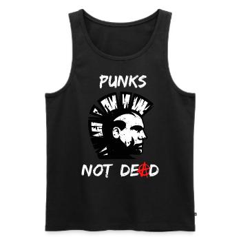 Punks Not Dead, Punker Punk Rock - Men's Premium Organic Tank Top - black - Front - AI Model Male 178 light (178cm)