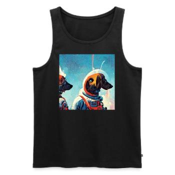 Chiens dans l’espace - Collection 5 - Débardeur bio Premium Homme - noir - Devant - AI Model Male 178 light (178cm)