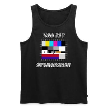 Streaming in den 80ern - hörst du den Piepton? - Männer Premium Bio Tank Top - Schwarz - Vorne - AI Model Male 178 light (178cm)