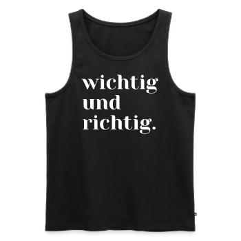 wichtig und richtig - Männer Premium Bio Tank Top - Schwarz - Vorne - Michal (187cm)