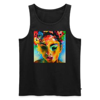 Farbenfrohes Portrait - Männer Premium Bio Tank Top - Schwarz - Vorne - Michal (187cm)