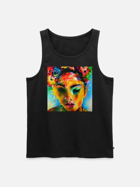 Farbenfrohes Portrait - Männer Premium Bio Tank Top - Schwarz