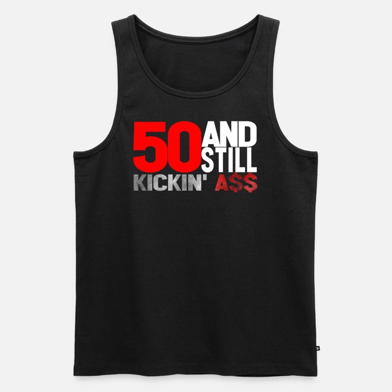 50 and still kickin' A$$ - Männer Premium Bio Tank Top - Schwarz