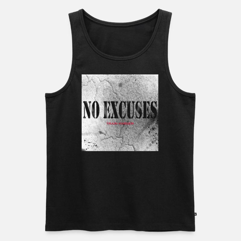 No Excuses, Train Harder! - Männer Premium Bio Tank Top - Schwarz