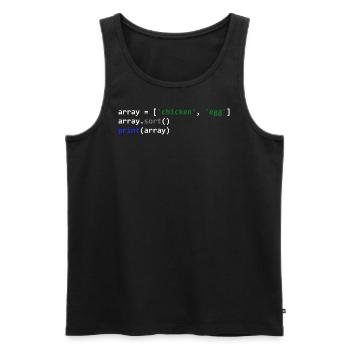 Das Huhn oder das Ei Programmierer-Code - Männer Premium Bio Tank Top - Schwarz - Vorne - AI Model Male 178 light (178cm)