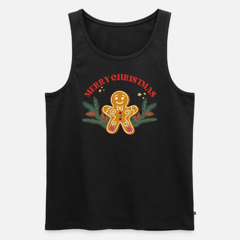 Gingerbread Man Lebkuchenmann - Männer Premium Bio Tank Top - Schwarz