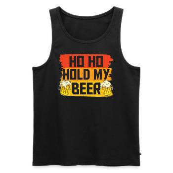 Ho Ho Hold my Beer, Christmas T-Shirt mit Bier - Männer Premium Bio Tank Top - Schwarz - Vorne - Michal (187cm)