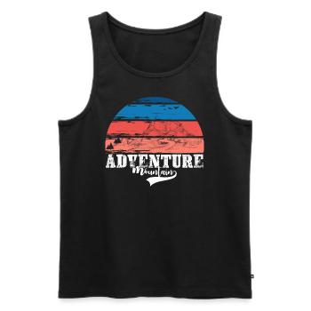 Mountains Adventure T-Shirt Retro Outdoor Hiking - Men's Premium Organic Tank Top - black - Front - Michal (187cm)