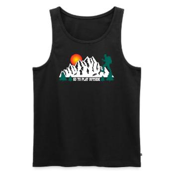 Play outside Hiking Mountains Nature Outdoor Fun - Men's Premium Organic Tank Top - black - Front - AI Model Male 178 light (178cm)