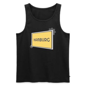 Hamburg Ortsschild - modern grey - Männer Premium Bio Tank Top - Schwarz - Vorne - Michal (187cm)