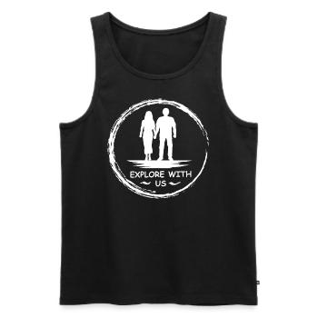 Explore with us - Paar - Männer Premium Bio Tank Top - Schwarz - Vorne - Michal (187cm)