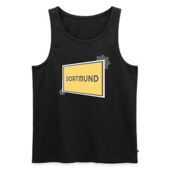 Dortmund Ortsschild - modern grey - Männer Premium Bio Tank Top - Schwarz - Vorne - Michal (187cm)