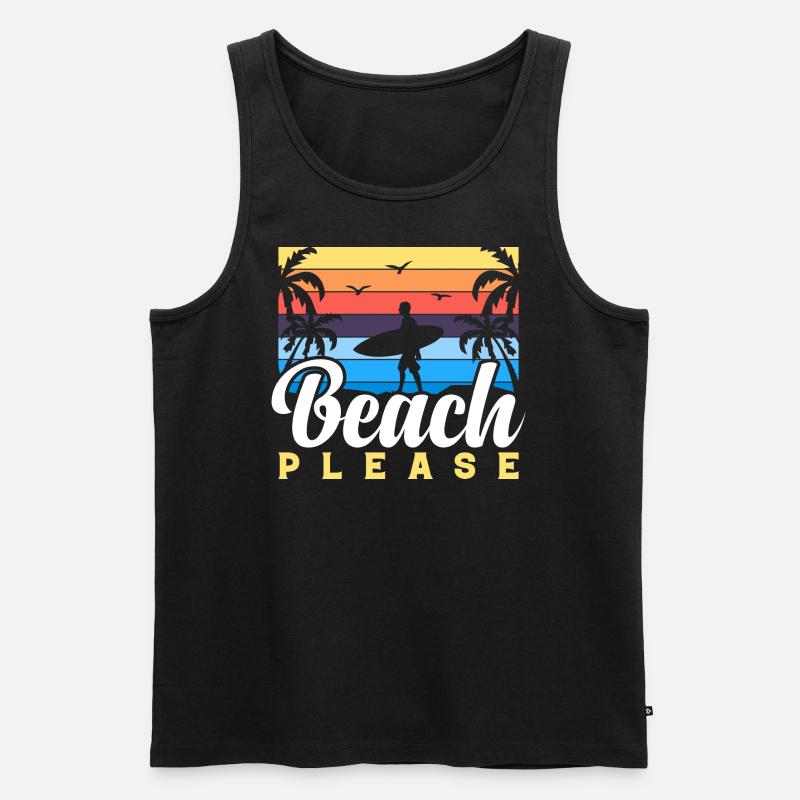 BEACH PLEASE - Männer Premium Bio Tank Top - Schwarz