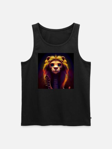Löwe mit Gitarre - Männer Premium Bio Tank Top - Schwarz