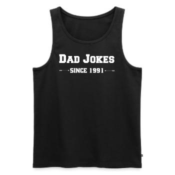Dad Jokes since 1991 - Men's Premium Organic Tank Top - black - Front - AI Model Male 178 light (178cm)
