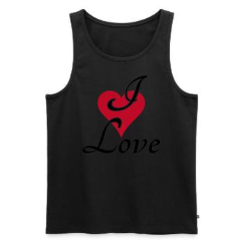 I love Love - Men's Premium Organic Tank Top - black - Front - AI Model Male 178 light (178cm)