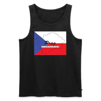 Prag - Hauptstadt mit GPS & Flagge - Männer Premium Bio Tank Top - Schwarz - Vorne - Michal (187cm)