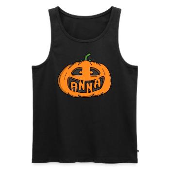 Citrouille Anna Halloween - Débardeur bio Premium Homme - noir - Devant - Michal (187cm)