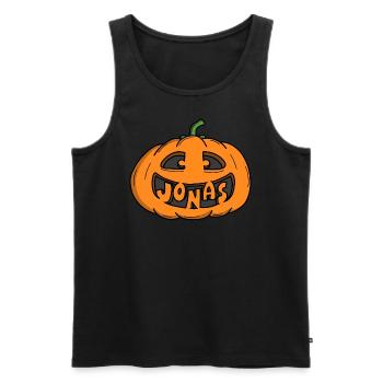 Jonas Citrouille d’Halloween - Débardeur bio Premium Homme - noir - Devant - Michal (187cm)