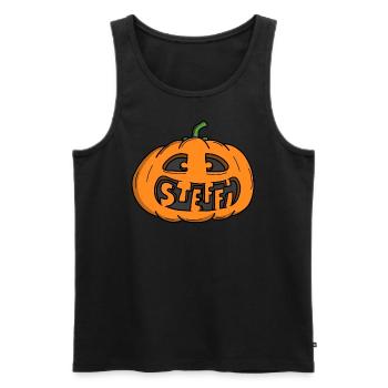 Steffi Halloween Kürbis - Männer Premium Bio Tank Top - Schwarz - Vorne - AI Model Male 178 light (178cm)
