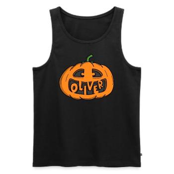 Oliver Citrouille d’Halloween - Débardeur bio Premium Homme - noir - Devant - Michal (187cm)