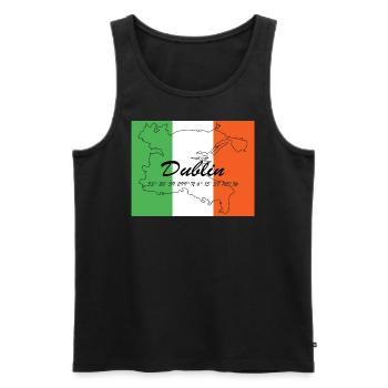 Dublin - Hauptstadt mit GPS & Flagge - Männer Premium Bio Tank Top - Schwarz - Vorne - Michal (187cm)