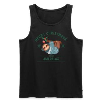 Merry Christmas and relax / Weihnachten Faultier - Men's Premium Organic Tank Top - black - Front - Michal (187cm)