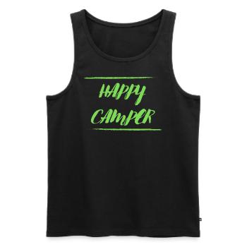 happy camper - Männer Premium Bio Tank Top - Schwarz - Vorne - AI Model Male 178 light (178cm)