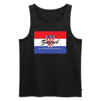 Zagreb - Hauptstadt mit GPS & Flagge - Männer Premium Bio Tank Top - Schwarz - Vorne - Michal (187cm)