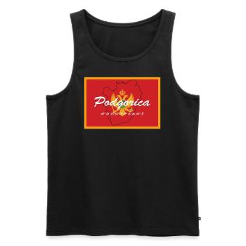 Podgorica - Hauptstadt mit GPS & Flagge - Männer Premium Bio Tank Top - Schwarz - Vorne - AI Model Male 178 light (178cm)