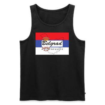 Belgrad - Hauptstadt mit GPS & Flagge - Männer Premium Bio Tank Top - Schwarz - Vorne - Michal (187cm)