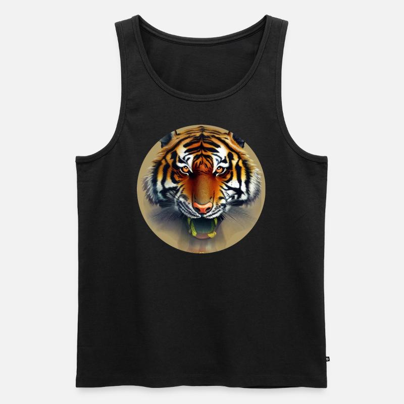 Tiger - Männer Premium Bio Tank Top - Schwarz