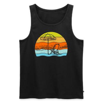 Vintage Summer Beach Sunset - Men's Premium Organic Tank Top - black - Front - Michal (187cm)