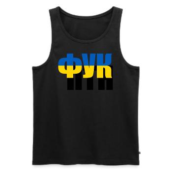 FCKPTN Fuck Poutine Ukraine Russie cyrillique - Débardeur bio Premium Homme - noir - Devant - AI Model Male 178 light (178cm)
